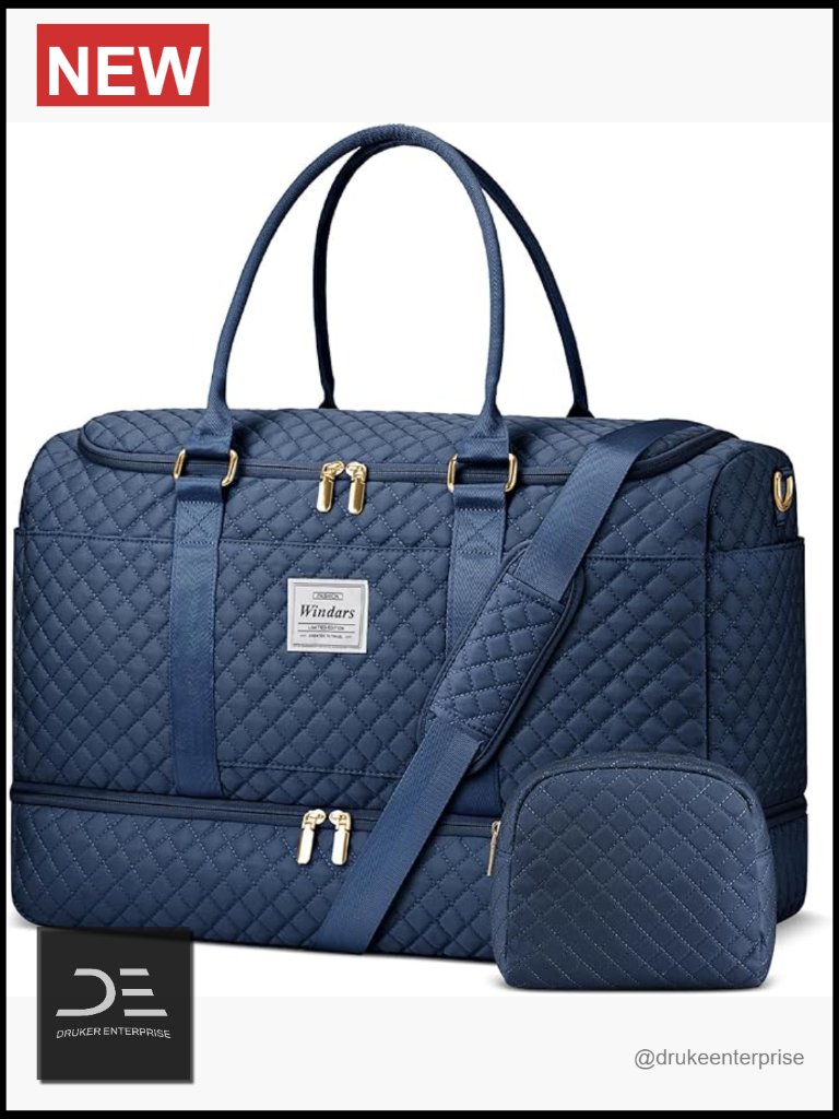 Travel Duffle Bag With Shoe Compartment - Water Resistant Lightweight Weekender